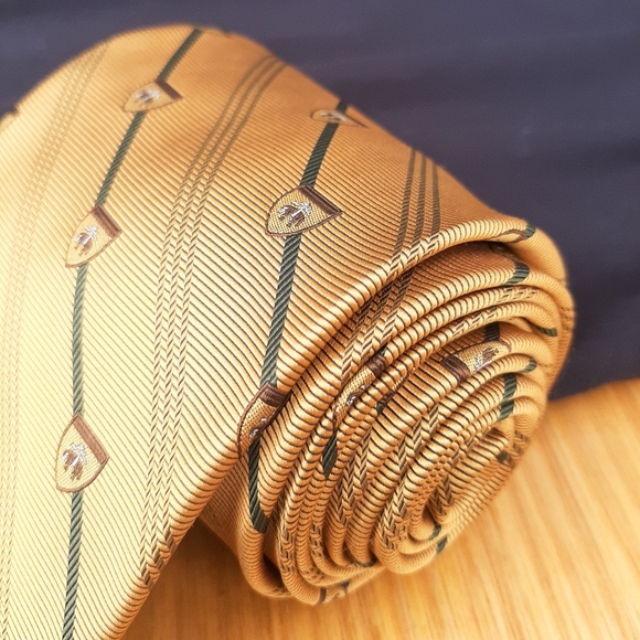 Brooks Brothers Other - Brooks Brothers Italian Silk Gold Logo Print Tie